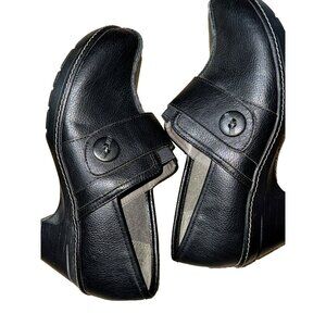 Cloudwalkers Black Leather Slip On Clogs Size 11 Wide